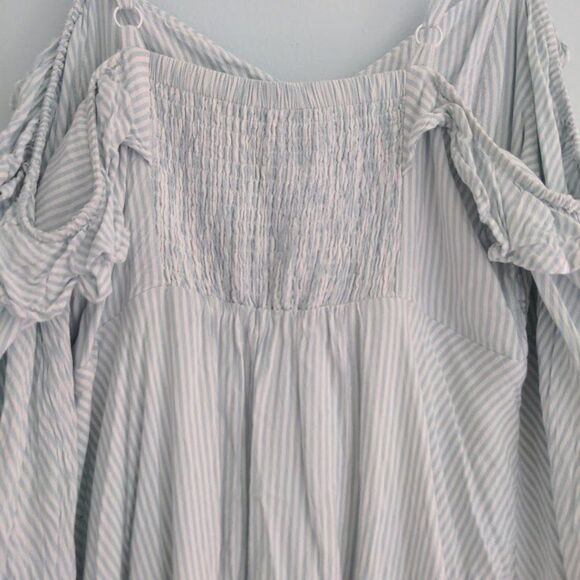 Torrid Dress Cold Shoulder Cottagecore Striped Button Front Blue Plus Si… - Picture 6 of 10